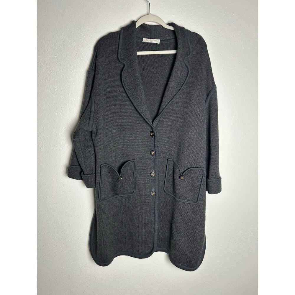 Vintage Nicole Berdat Paris Gray 100% Wool Sweater Jacket Size Large ESTIMATE